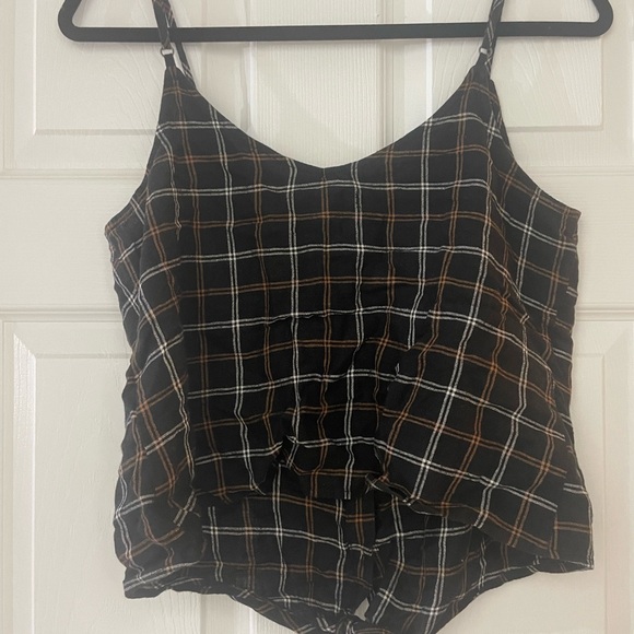 Abercrombie & Fitch Plaid Button Front with Tie Spaghetti Strap Tank Top - Picture 4 of 6